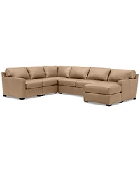 Radley 136" 5-Pc. Leather Square Corner Modular Chase Sectional, Created for Macy's