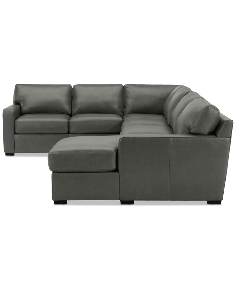 Radley 129" 6-Pc. Leather Square Corner Modular Chaise Sectional, Created for Macy's