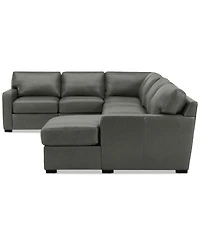 Radley 129" 6-Pc. Leather Square Corner Modular Chaise Sectional, Created for Macy's