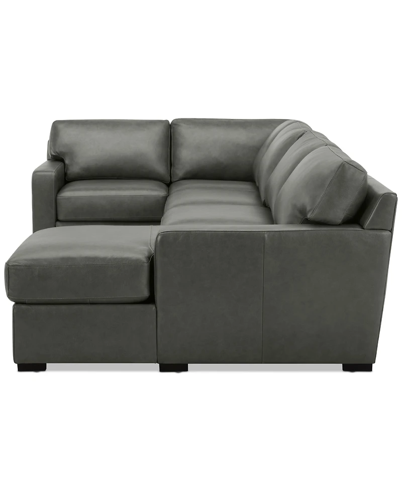 Radley 136" 4-Pc. Leather Square Corner Modular Chaise Sectional, Created for Macy's