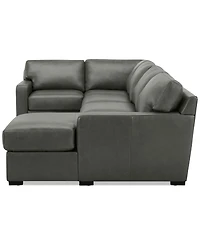 Radley 136" 4-Pc. Leather Square Corner Modular Chaise Sectional, Created for Macy's