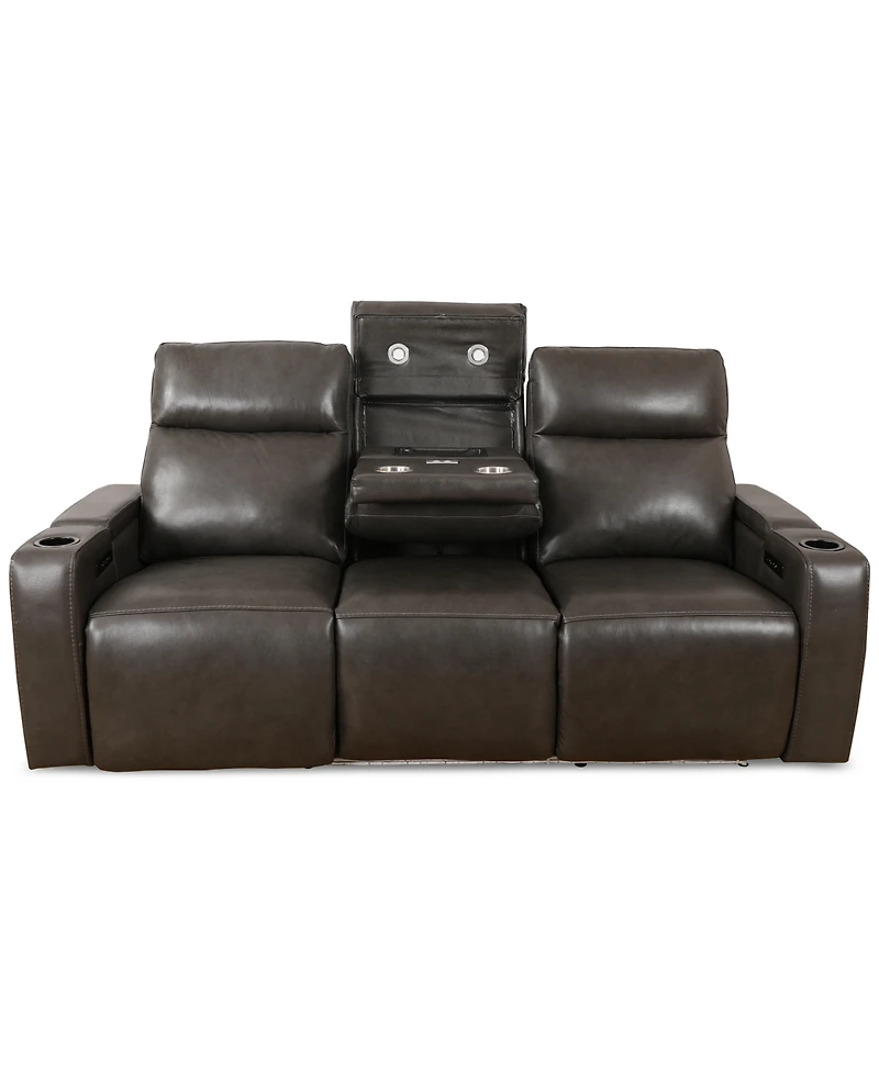 Greymel 84" Zero Gravity Leather Sofa with Power Headrests, Created for Macy's