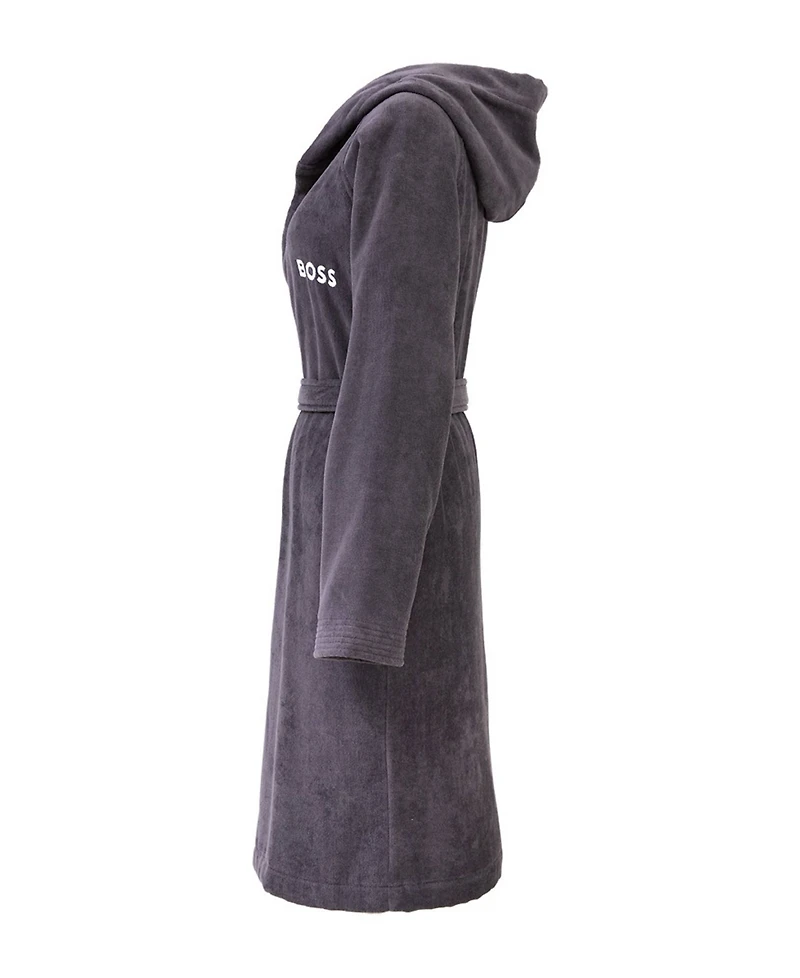 Boss Home Plain Hooded Cotton Velour Women's Bathrobe