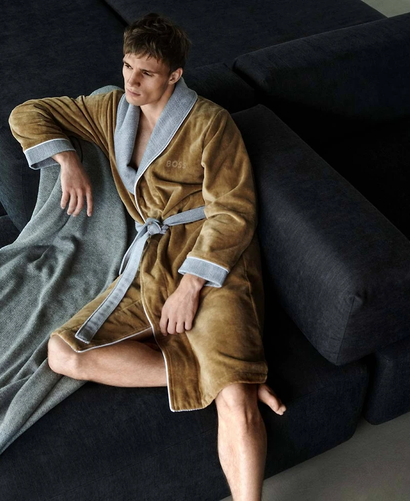 Boss Home Lord Men's Cotton Velour Shawl Bathrobe