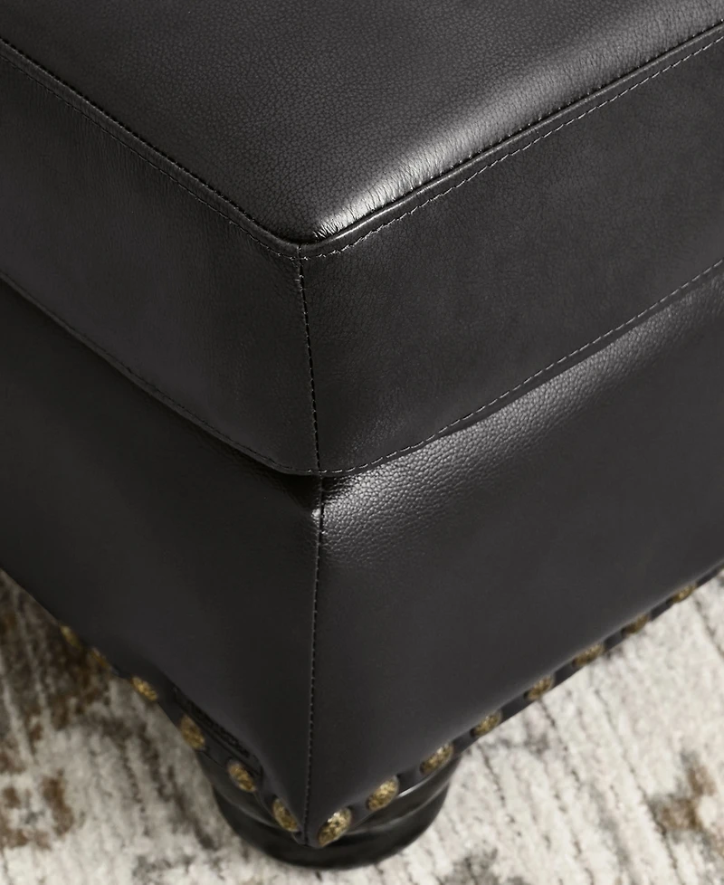 Abbyson Living Arther 26" Leather Traditional Ottoman