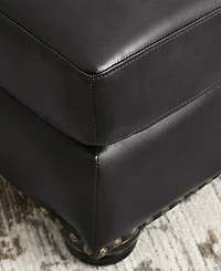 Abbyson Living Arther 26" Leather Traditional Ottoman