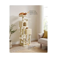 Slickblue Cat Tree Tower With Hammock, Basket, Scratching Posts, Cat Caves, Plush Perches, Cat Activity Center