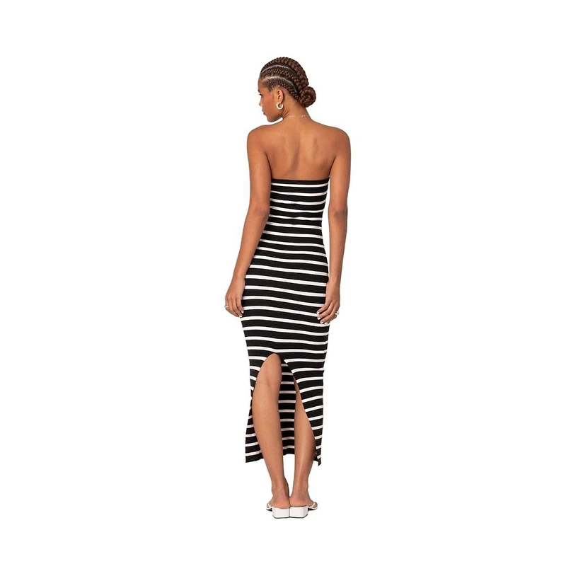 Edikted Women's Knit Back Slitted Maxi Dress
