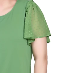 Ny Collection Clip Dot Flutter Sleeve Top