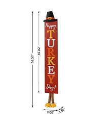 Glitzhome 58.5"H Thanksgiving Wooden "Happy Turkey Day" Porch Sign with Fabric Dangling Legs