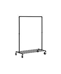 Slickblue Clothes Rail, Clothing Rack on Wheels, Coat Stand with 1 Hanging Rail and Shelf
