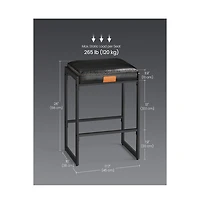 Counter Height Bar Stools Set of 2, Synthetic Leather with Stitching