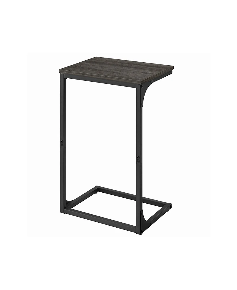 Industrial C-shaped Side Table With Metal Frame