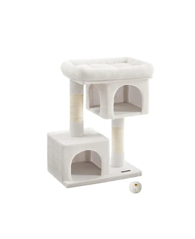 Cat Tree, 33.1-Inch Cat Tower, L, Cat Condo for Large Cats up to 16 lb, Large Cat Perch, 2 Cat Caves, Scratching Post