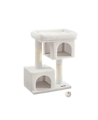 Cat Tree, 33.1-Inch Cat Tower, L, Cat Condo for Large Cats up to 16 lb, Large Cat Perch, 2 Cat Caves, Scratching Post