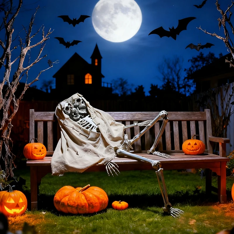 Yescom 65" Two Headed Skeleton Bone Life Size Prop Halloween Decor 2 Pack