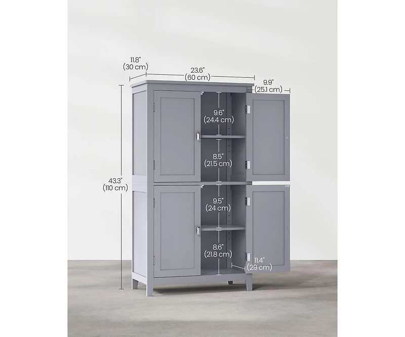 Bathroom Floor Cabinet with Adjustable Shelves for Towels and Toiletries