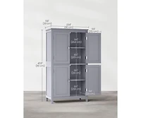 Bathroom Floor Cabinet with Adjustable Shelves for Towels and Toiletries