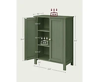 Floor Storage Cabinet for Bathroom with 2 Flexible Shelves and Closed Door