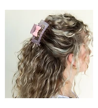 Medium Rectangle Clip - Frosted Pink Bow