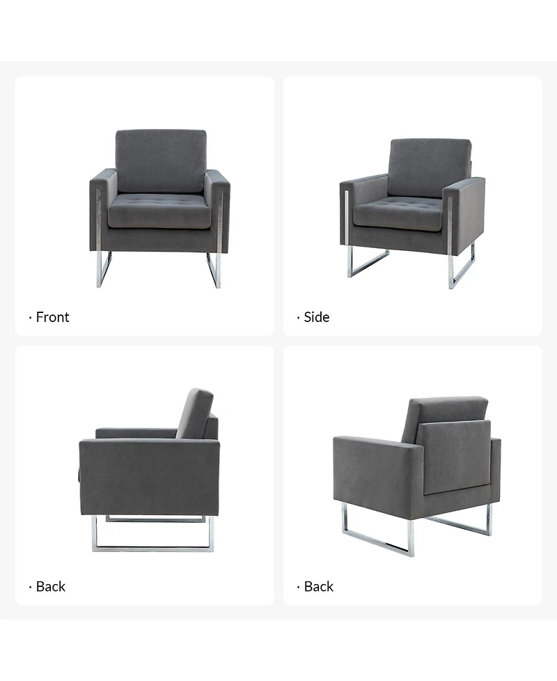 Hulala Home Elastus Modern Club Chair with Metal Legs