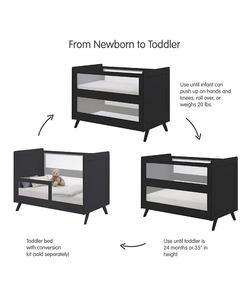 Halo Dream Inc. Breathable Mesh 3-in-1 Convertible Crib - Greenguard Gold Certified