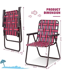 Gymax Set of 6 Patio Folding Web Chair Portable Beach Camping Red