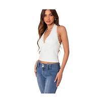 Edikted Women's Carolyn Lacey Halter Top