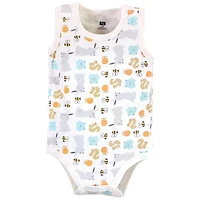 Hudson Baby Boys Unisex Cotton Sleeveless Bodysuits, Bunny And Bee, 5-Pack