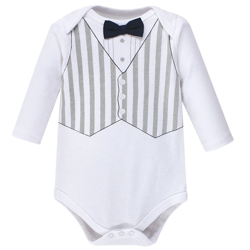 Hudson Baby Boys Soft Cotton Long-Sleeve Bodysuit Bundle (5-Count