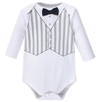 Hudson Baby Boys Soft Cotton Long-Sleeve Bodysuit Bundle (5-Count