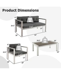 Gymax 4 Pieces Patio Furniture Set Conversation Set Patio Furniture Outdoor Conversation Set