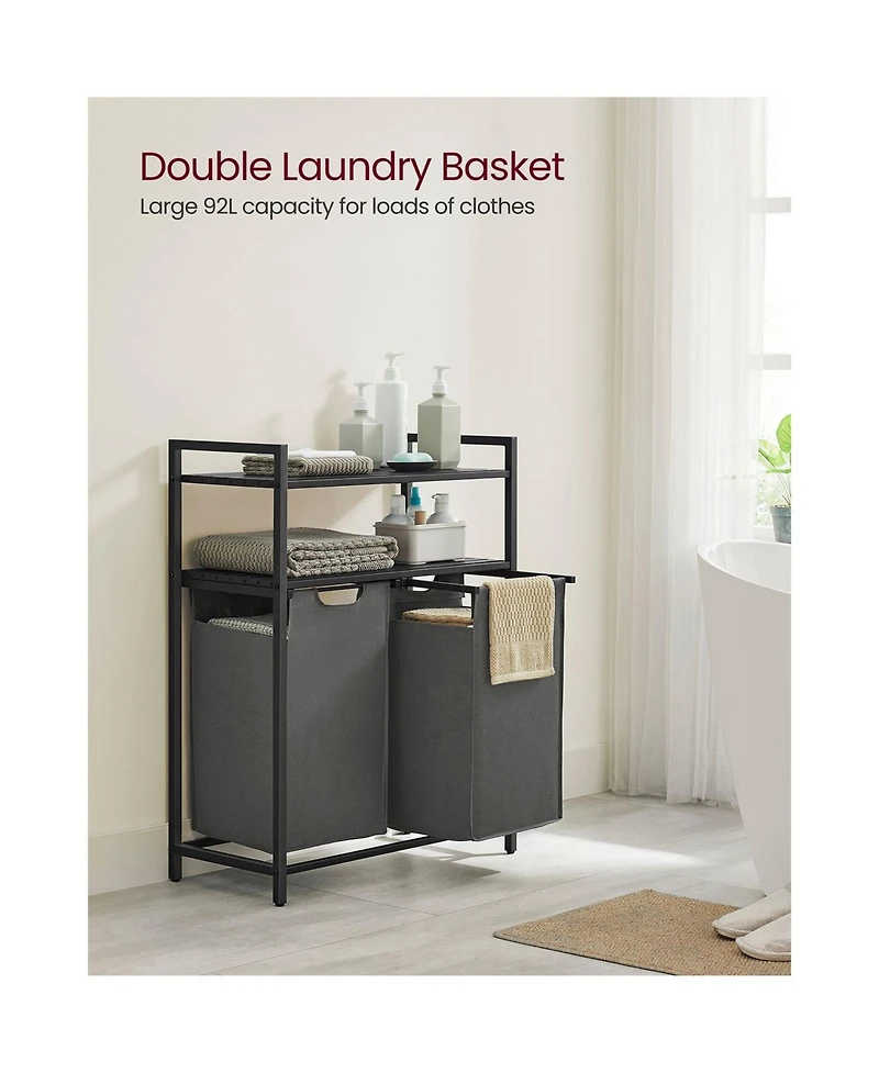 Slickblue Laundry Hamper, Sorter With 2 Pull-out And Removable Bags, Shelves, For Room