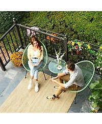 Slickblue 3-Piece Outdoor Seating Acapulco Chair, Modern Patio Furniture Set, Glass Top Table and 2 Chairs