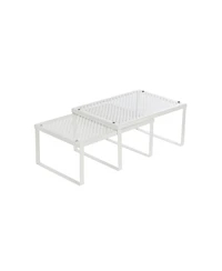 Slickblue Cabinet Shelf Organizer, Stackable, Expandable, Set of 2 Metal Kitchen Counter Shelves