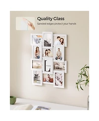 12-Opening Photo Collage Frame with Glass Cover for Multiple Picture Display