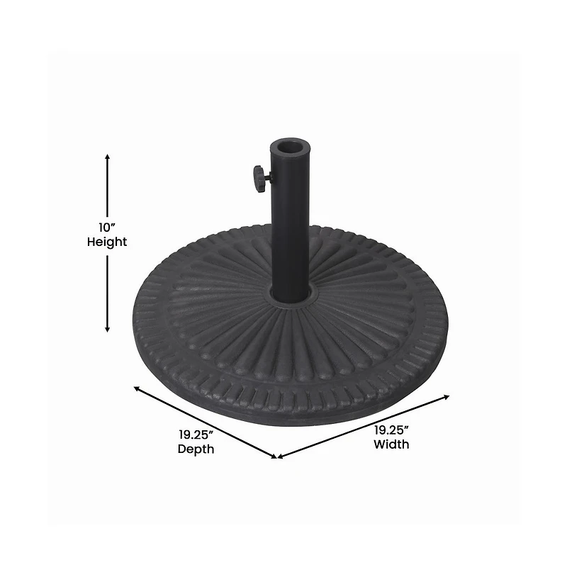 Keegan 19.25" Diameter Universal Sunburst Pattern Cement Patio Umbrella Base With Weatherproof Plastic Polymer Coating