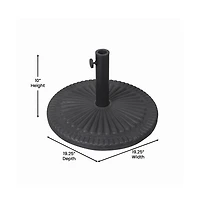 Keegan 19.25" Diameter Universal Sunburst Pattern Cement Patio Umbrella Base With Weatherproof Plastic Polymer Coating