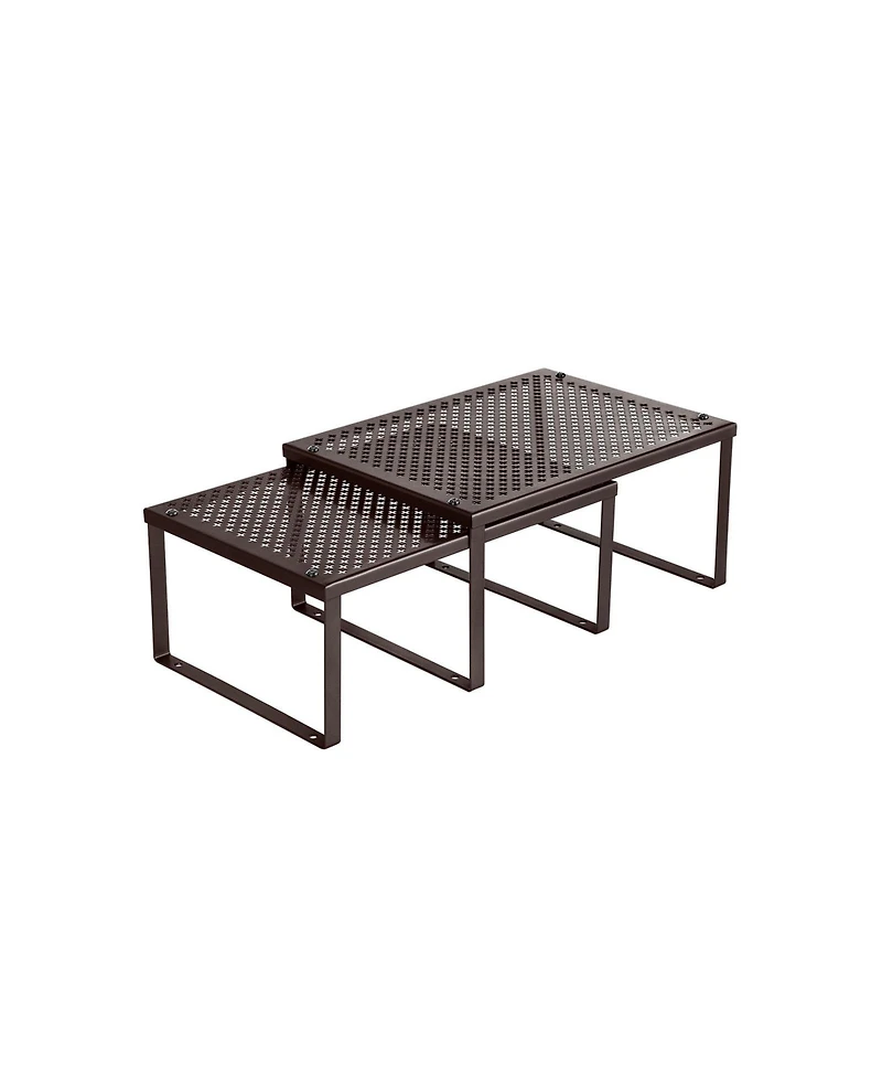 Slickblue Cabinet Shelf Organizer, Stackable, Expandable, Set of 2 Metal Kitchen Counter Shelves