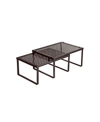 Slickblue Cabinet Shelf Organizer, Stackable, Expandable, Set of 2 Metal Kitchen Counter Shelves