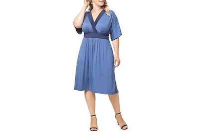 Kiyonna Plus Size Paige Color Block Midi Dress