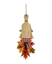 Glitzhome 26"H Fall Wooden Scarecrow Floral Door Hanger