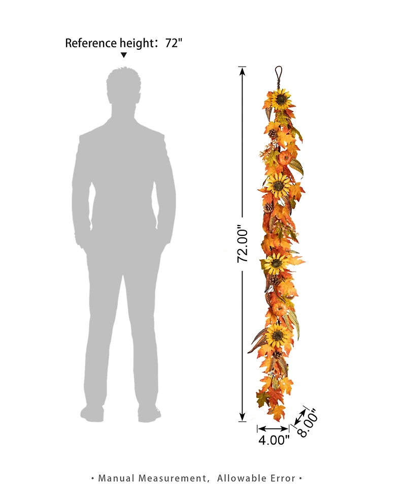 Glitzhome 6ft Fall Maple Leaf and Sunflower Garland