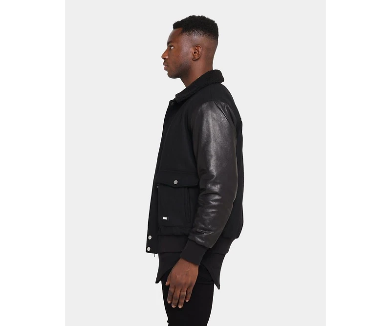 Saint Morta Mens Maverik Faux Sherpa Leather Jacket