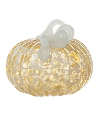 Glitzhome 6"D Fall Amber Dots Round Glass Pumpkin