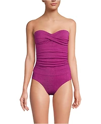 Lands' End Women's Shine Wrap Bandeau Tankini Swimsuit Top