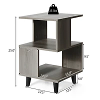 2 Pieces Wooden Modern Nightstand Set with Solid Wood Legs for Living Room