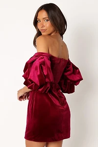 Petal and Pup Womens Dali Off Shoulder Velvet Mini Dress