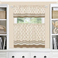 Kate Aurora Chevron Sunflower Complete Cottage Kitchen Curtain Tier & Valance Set