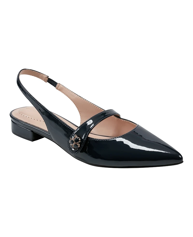 Bandolino Women's Aubriana Pointed Toe Slingback Mary Jane Flats